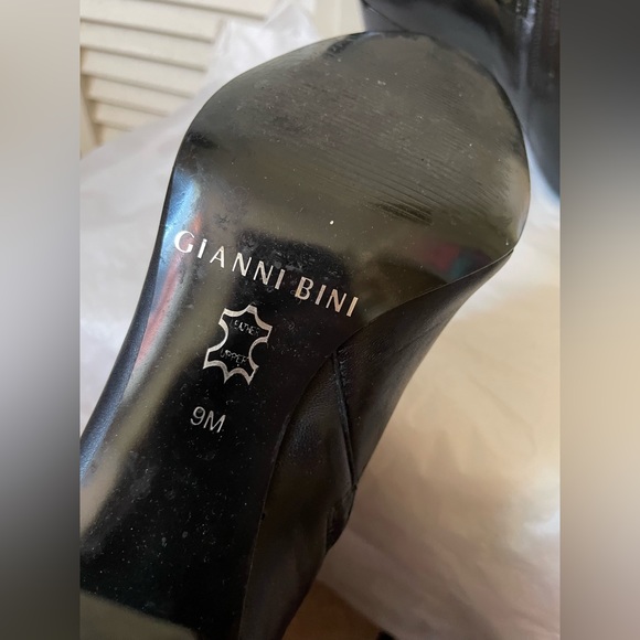 NEW Black Size 9 Leather Gianni Bini Heeled Boots - Picture 6 of 8